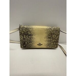 Coach Crossbody Bag/Clutch Off-white Cream Reptile Print Leather Purse